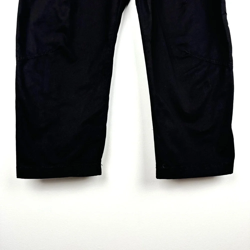 Anthropologie Pilcro The Arin Mid-Rise Button-Front Barrel Pants Black 26P